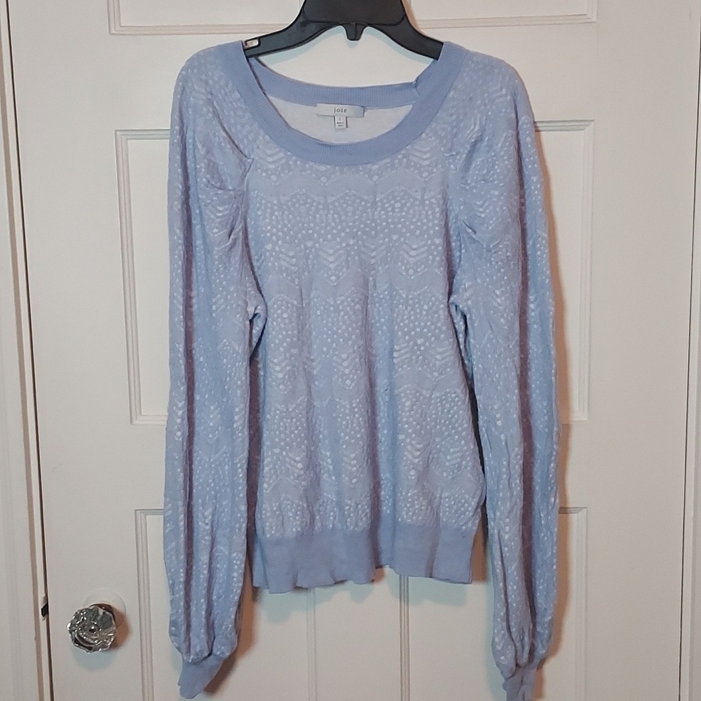 Joie Blue Lace Overlay Sweater